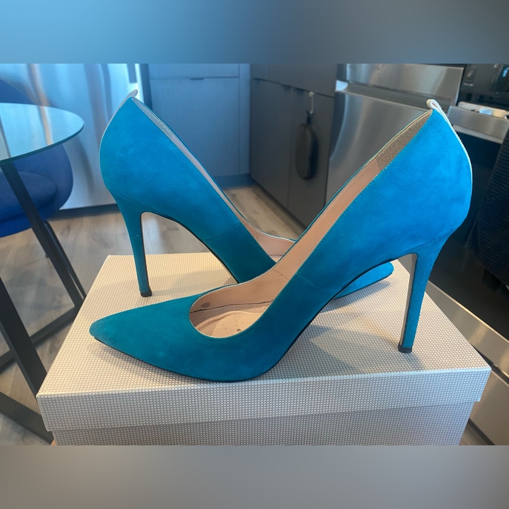 SJP suede Fawn pumps in Teal (Size 40)